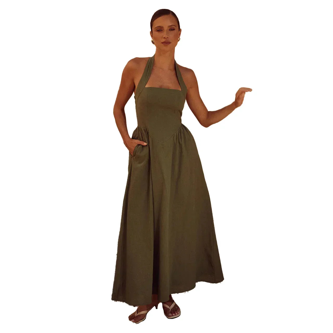 Pernilla – Robe Maxi Élégante avec Décolleté Halterneck