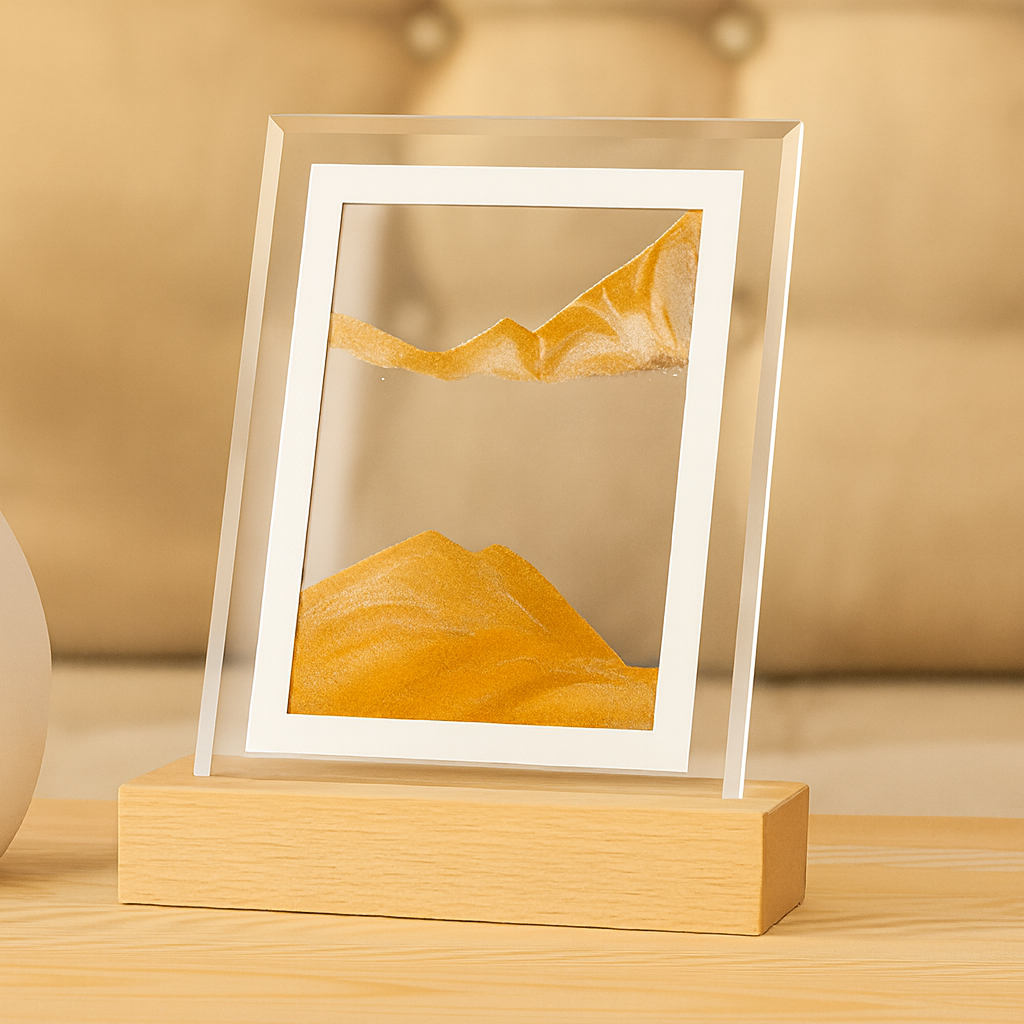 SereniGlow – Lampe de sable hypnotique avec lumière LED apaisante