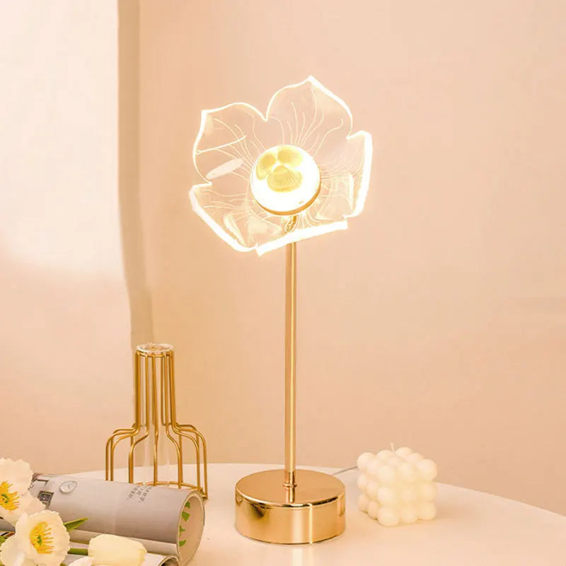 Lampe de bureau LED en acrylique doré rétro