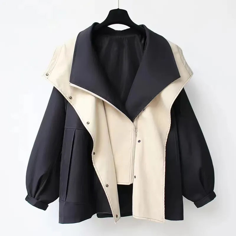 Monica - Veste à capuche asymétrique bicolore