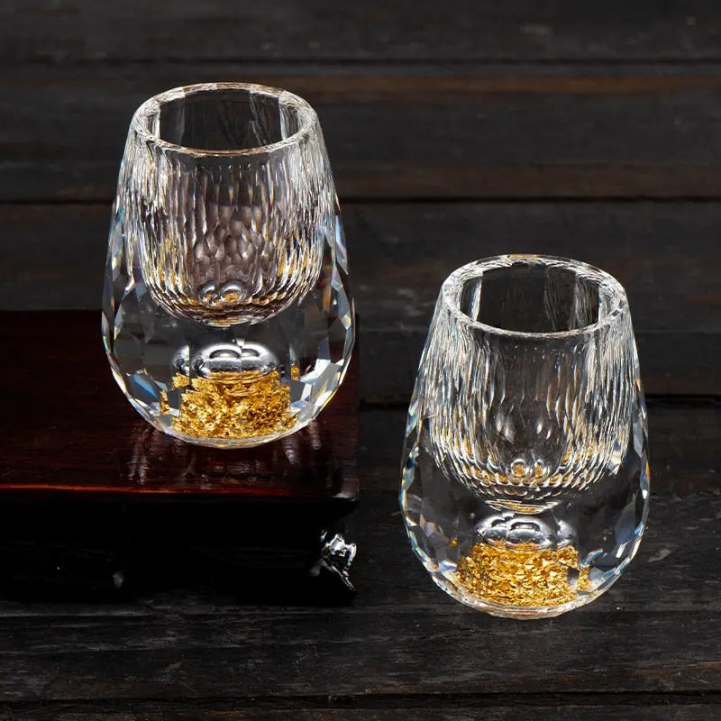 Auragold - Verre à shot Krystal avec vraies feuilles d'or