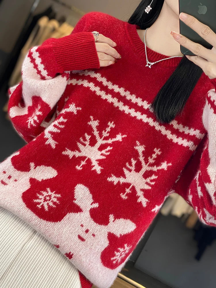 Dana - Pullover en laine tricoté pour femmes à Noël