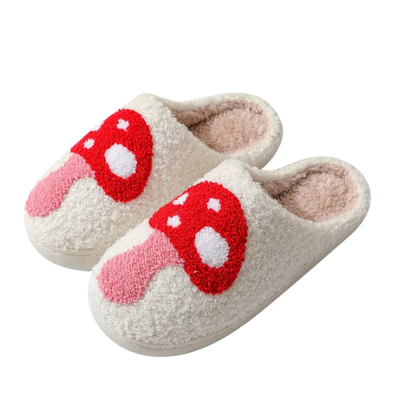 WhimsiWarm - Chaussons brodés en peluche pour femme