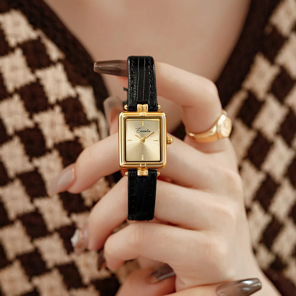 Sara - Montre classique carrée et ovale avec bracelet en cuir
