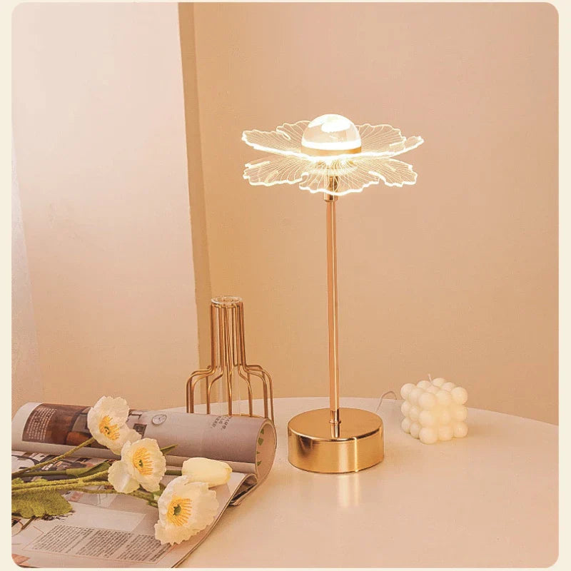 Lampe de bureau LED en acrylique doré rétro