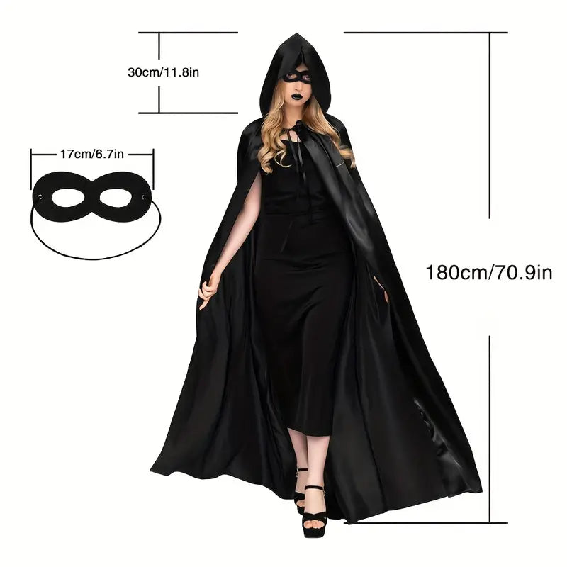 Cape gothique ShadowVeil – Cape à capuche noire avec fente pour femmes et hommes