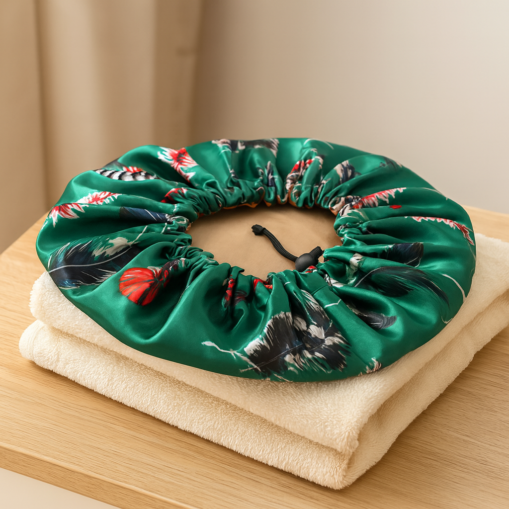 SilvaLuxe | Coiffe ondulable en soie avec plumes vertes pour la protection et la brillance des cheveux