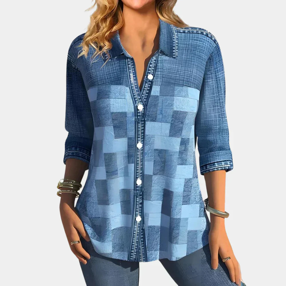 Liva – Blouse décontractée avec boutonnière et col classique
