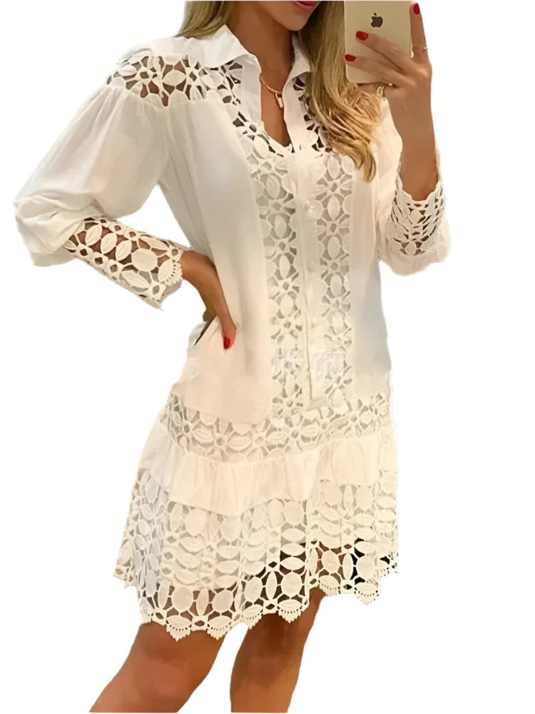 Murphy - Élégante robe à manches longues avec des détails en dentelle complexes