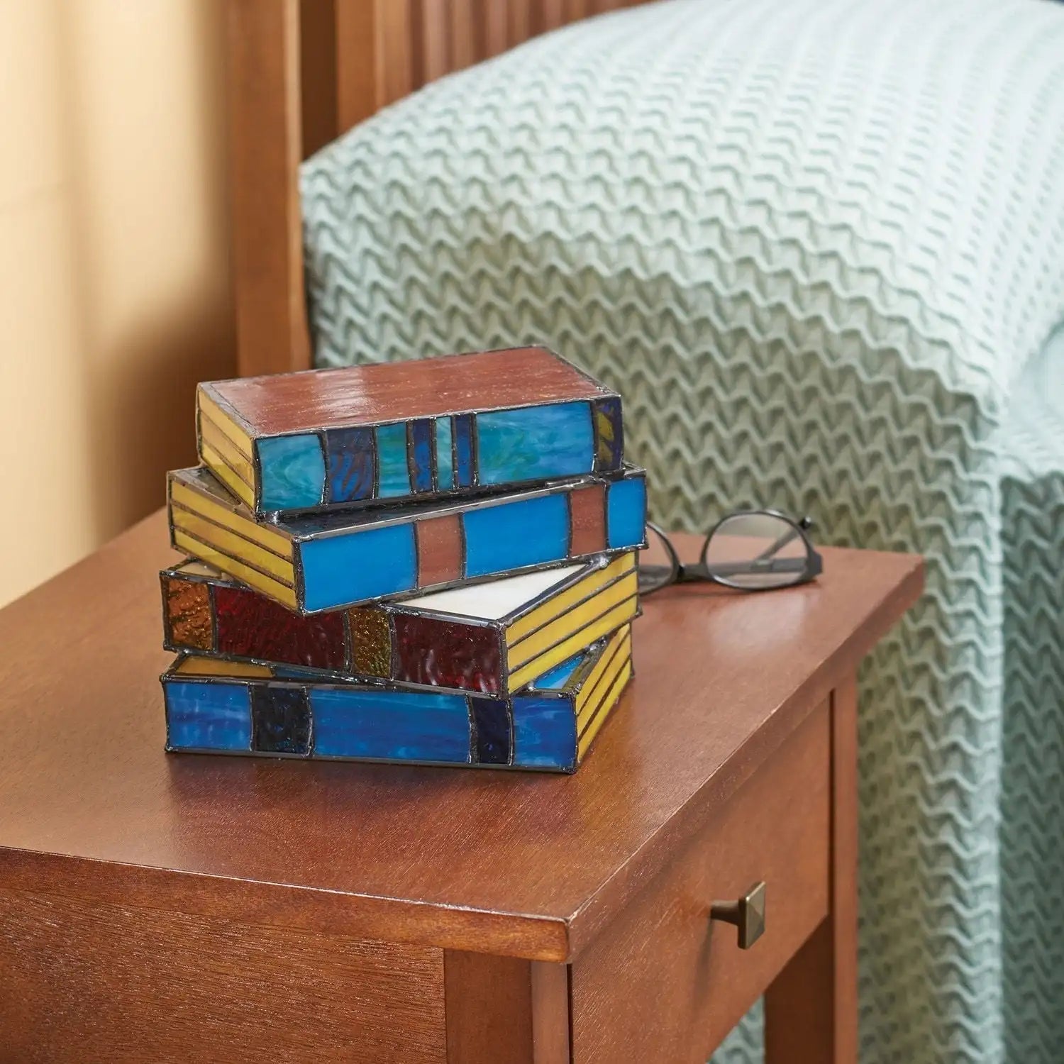LumiTale Lampe de nuit avec design en mosaïque de verre coloré