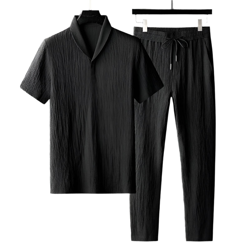 Lukas – Combinaison d'été à deux pièces pour hommes avec t-shirt à manches courtes et pantalon à cordelettes