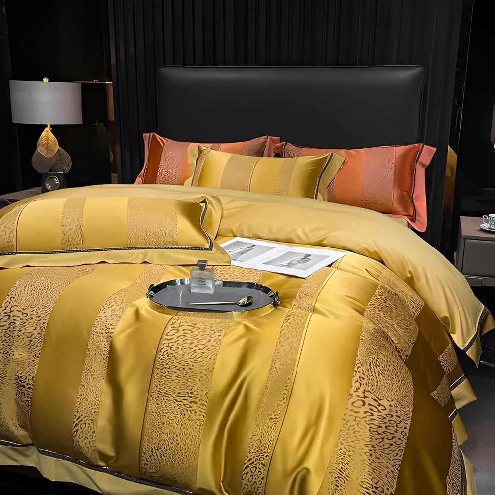 SatinLuxe Ensemble de Lit – Design Luxueux avec Rayures en Satin pour un Confort Ultime