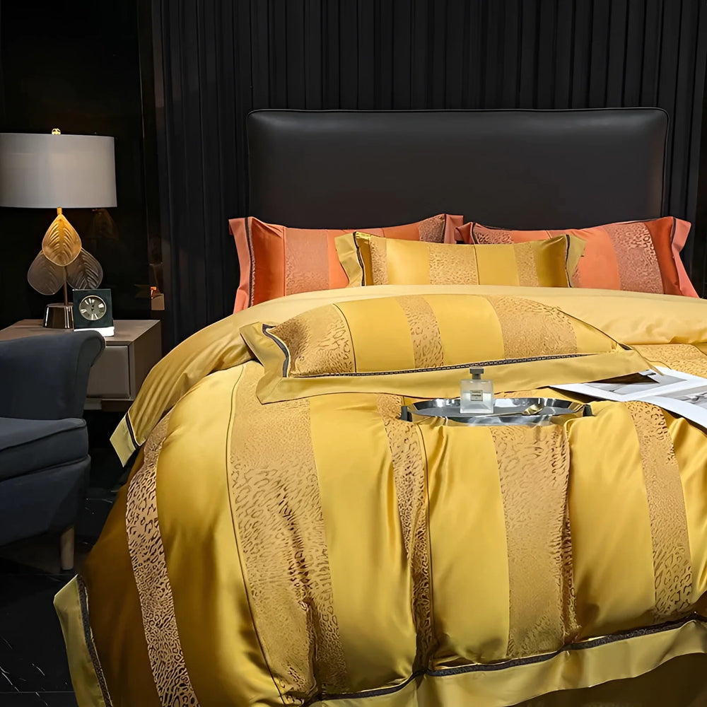 SatinLuxe Ensemble de Lit – Design Luxueux avec Rayures en Satin pour un Confort Ultime
