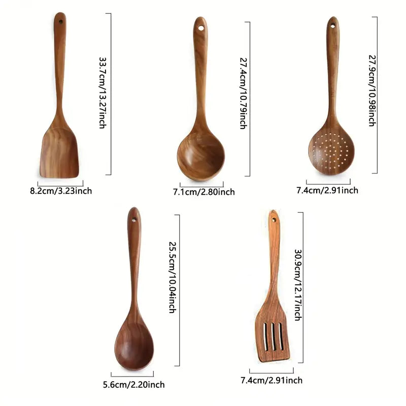 Tevara | Ensemble de 5 ustensiles de cuisine en teck