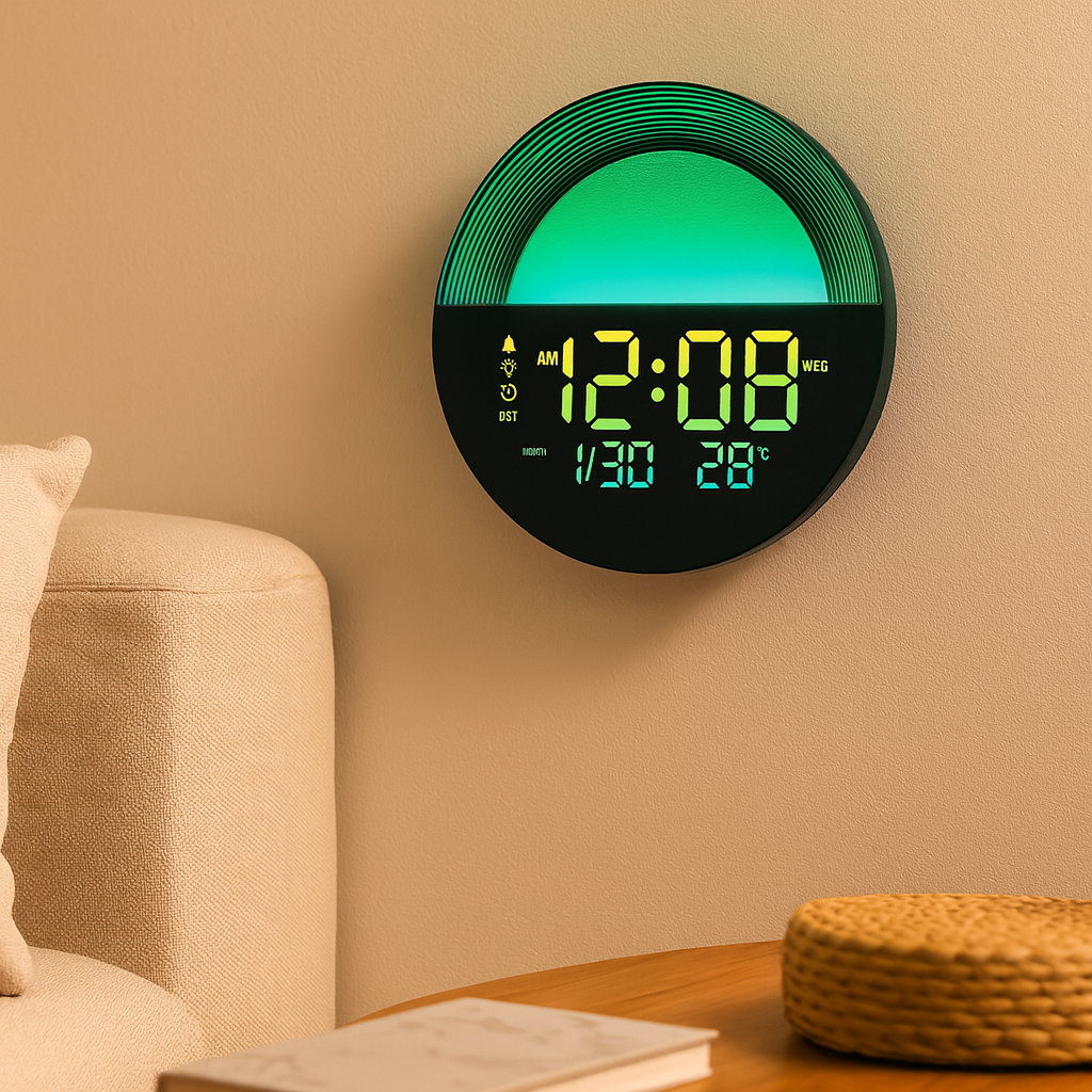 TimeLux | Grand horloge murale numérique LED avec date et température