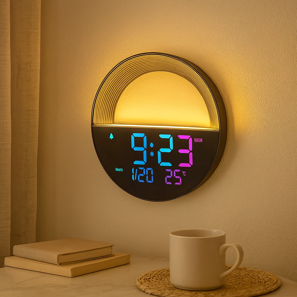 TimeLux | Grand horloge murale numérique LED avec date et température