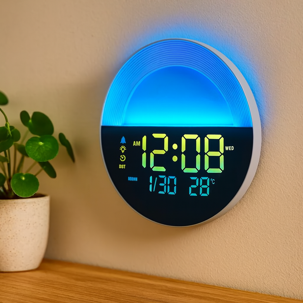 TimeLux | Grand horloge murale numérique LED avec date et température