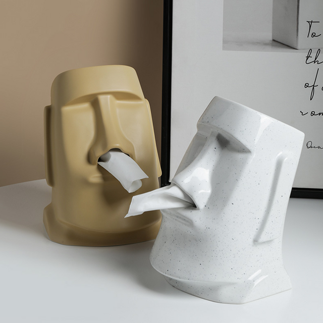 StatueTissue - porte-écharpe Moai astucieux pour des pièces élégantes