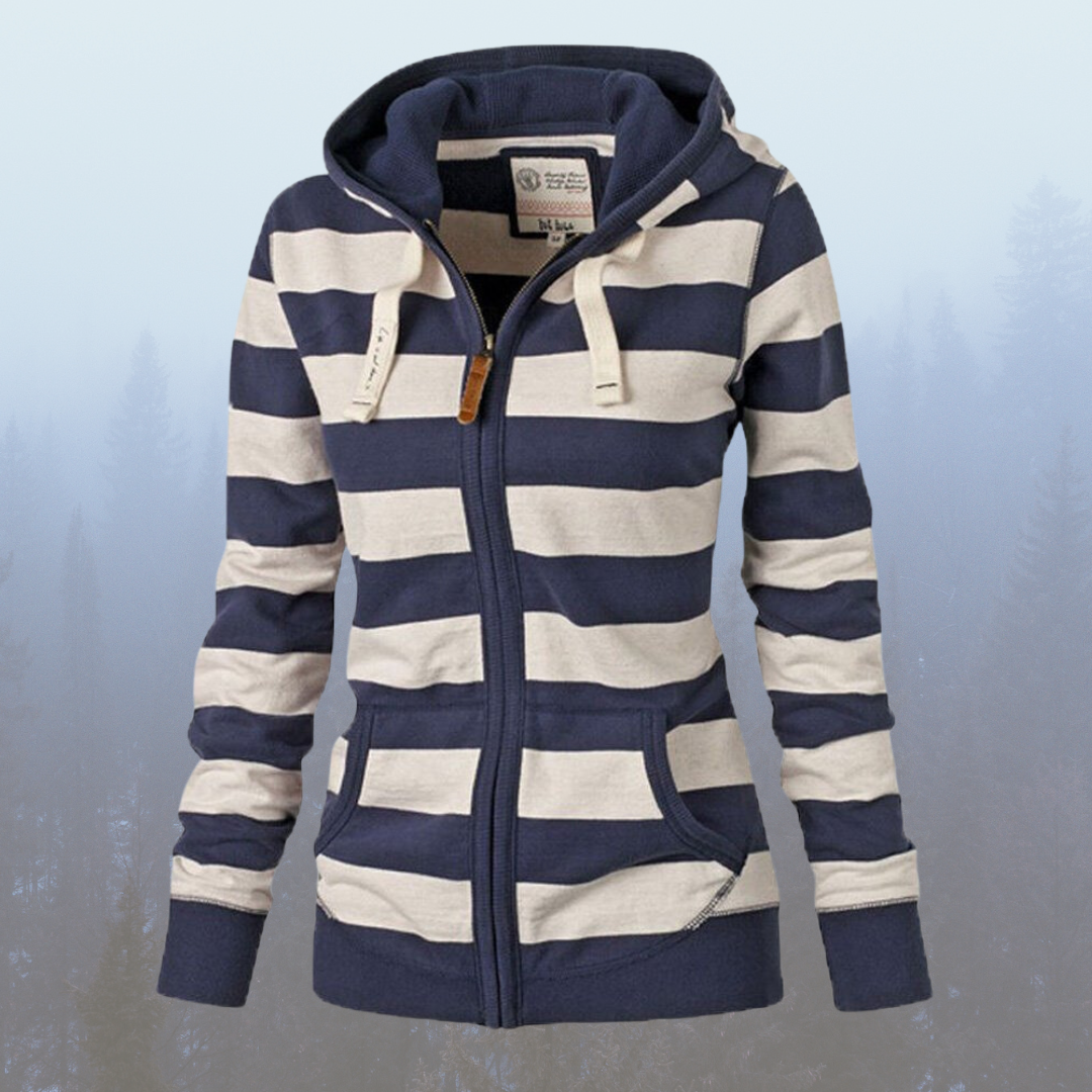 Ellie - Sweat à capuche à rayures avec zip et poches