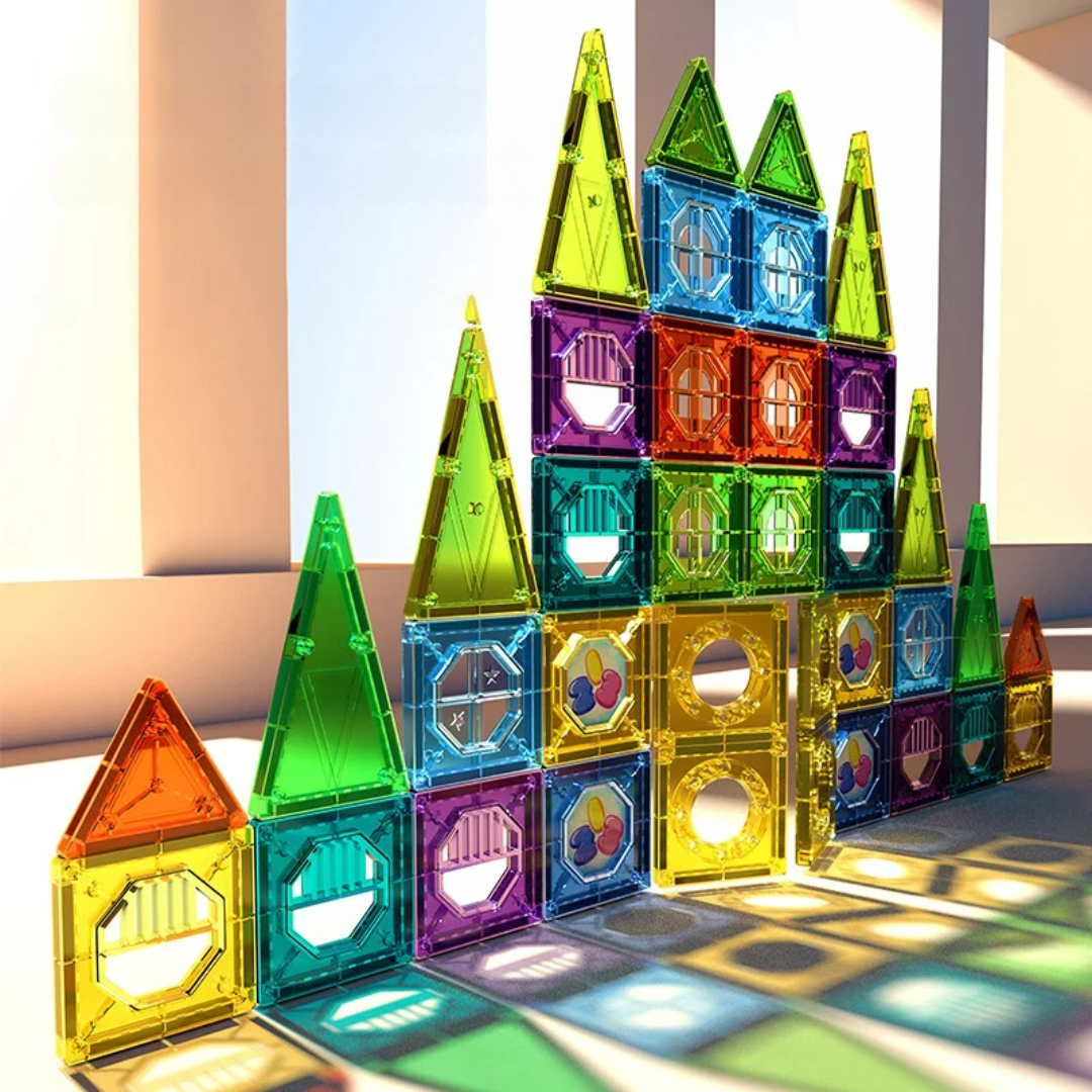 GlowTiles - Ensemble de construction lumineux magnétique – Kit de créativité STEM de 69 pièces pour enfants