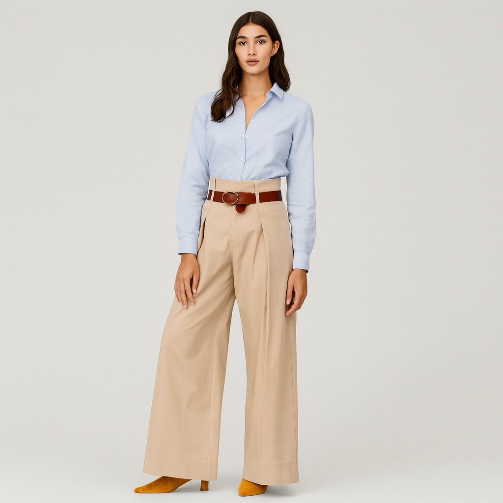 Varelié | Pantalon large à plis taille haute pour femme