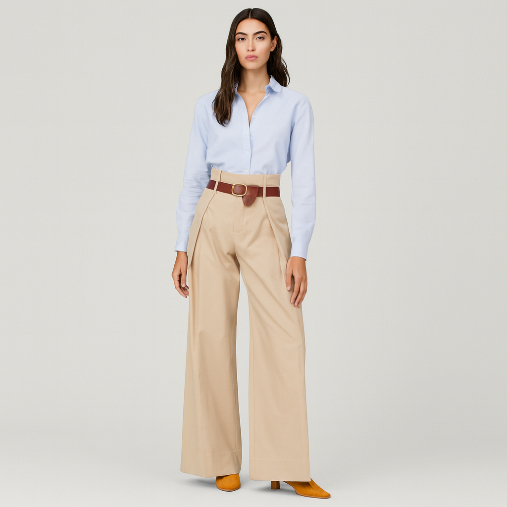 Varelié | Pantalon large à plis taille haute pour femme