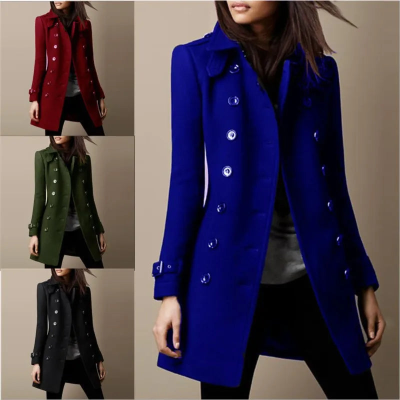 Manteau long en laine Rona à manches longues