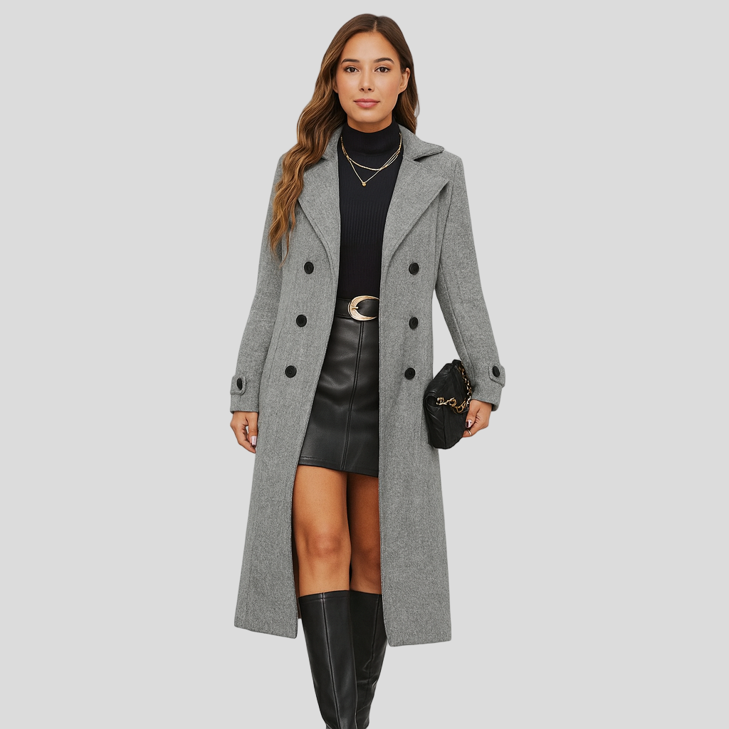 Virrele | Manteau d'hiver élégant et long – à double boutonnage, stylé et chaud