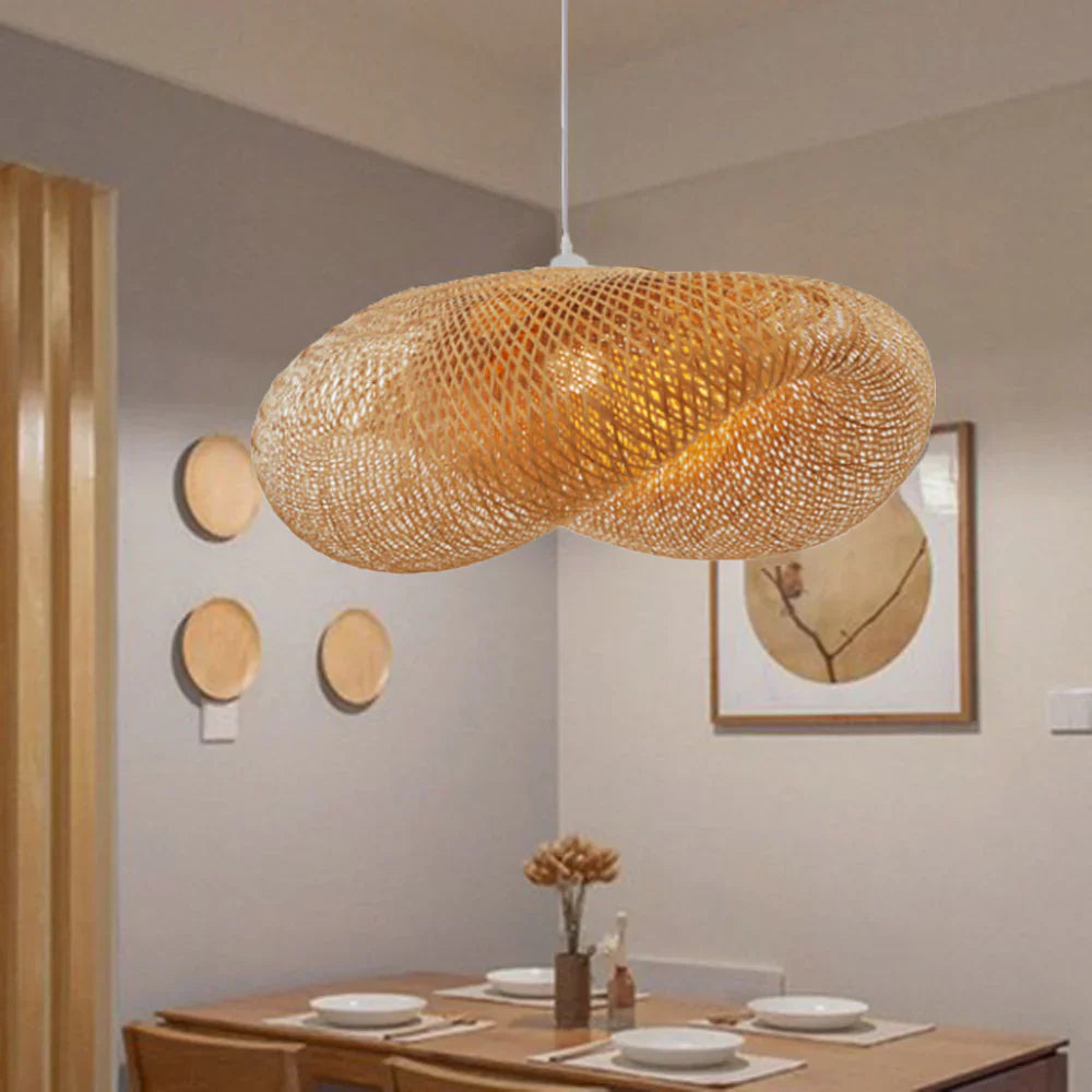 ZenGlow - Lampe à suspension en bambou tissé à la main