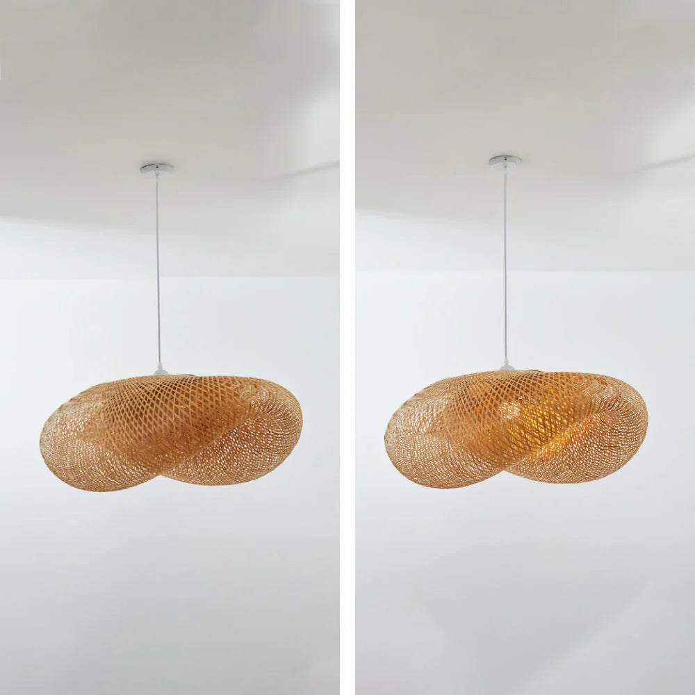ZenGlow - Lampe à suspension en bambou tissé à la main