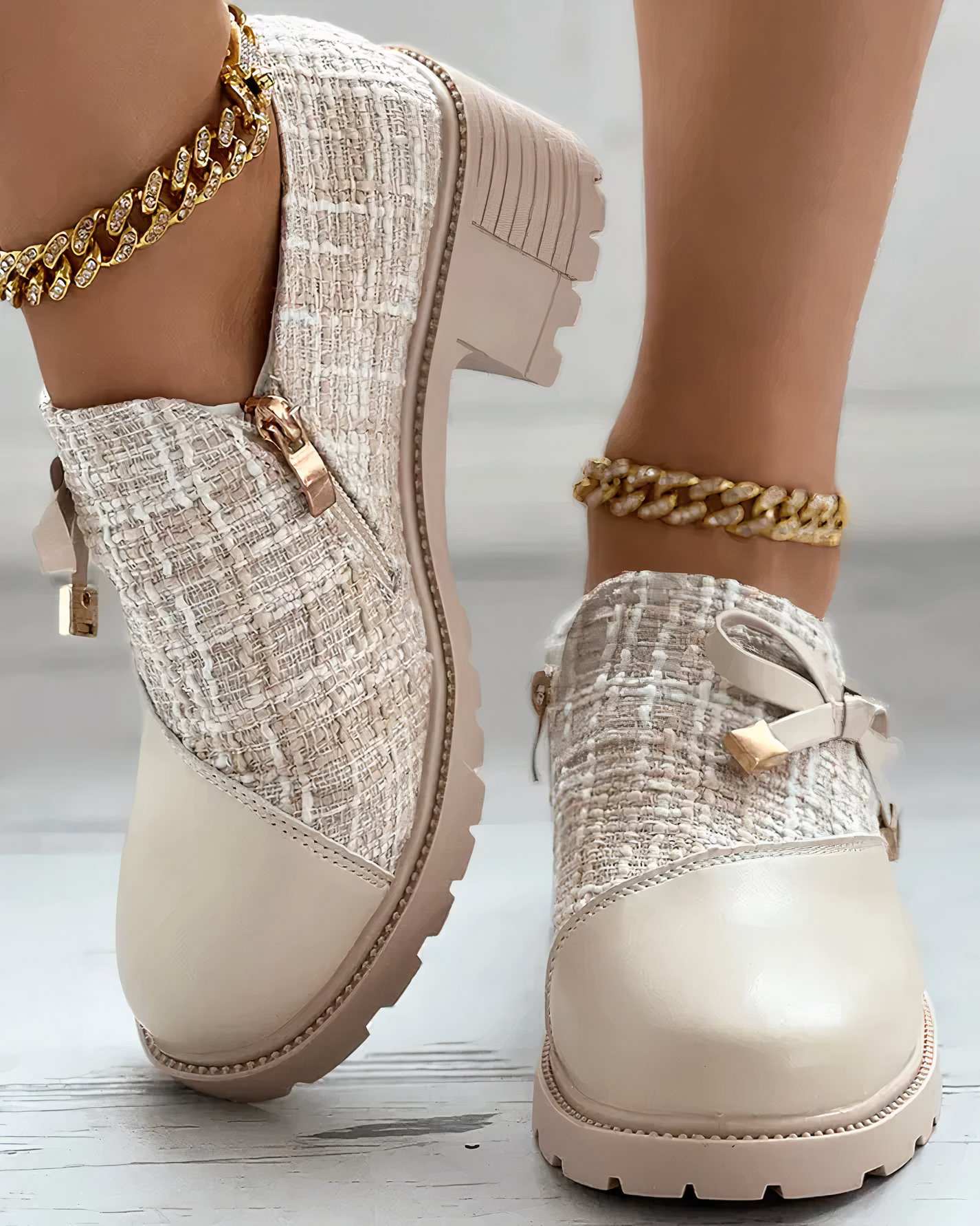 Velinda – Chaussures à talon bloc élégantes avec une fermeture éclair sur le côté et des accents pointus
