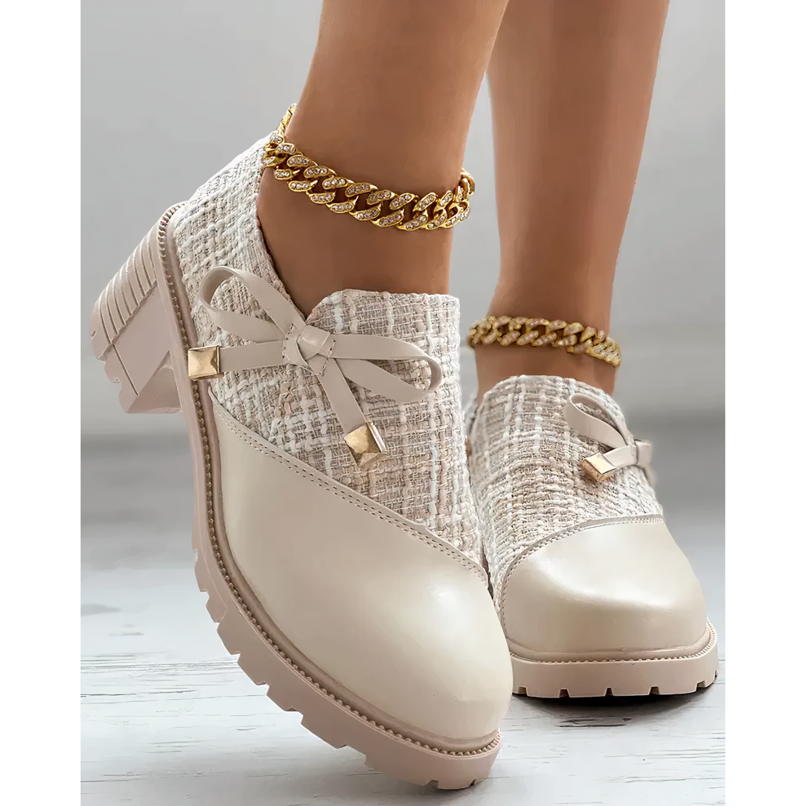 Velinda – Chaussures à talon bloc élégantes avec une fermeture éclair sur le côté et des accents pointus