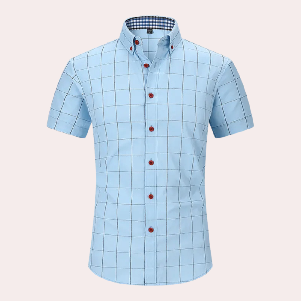 Philipe - Chemise à manches courtes à carreaux classique avec boutons