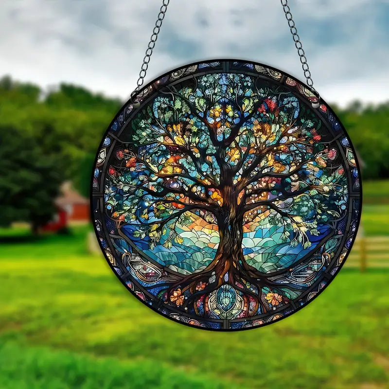 LumiTree – Suspension artistique pour fenêtre avec reflets lumineux inspirés du bois