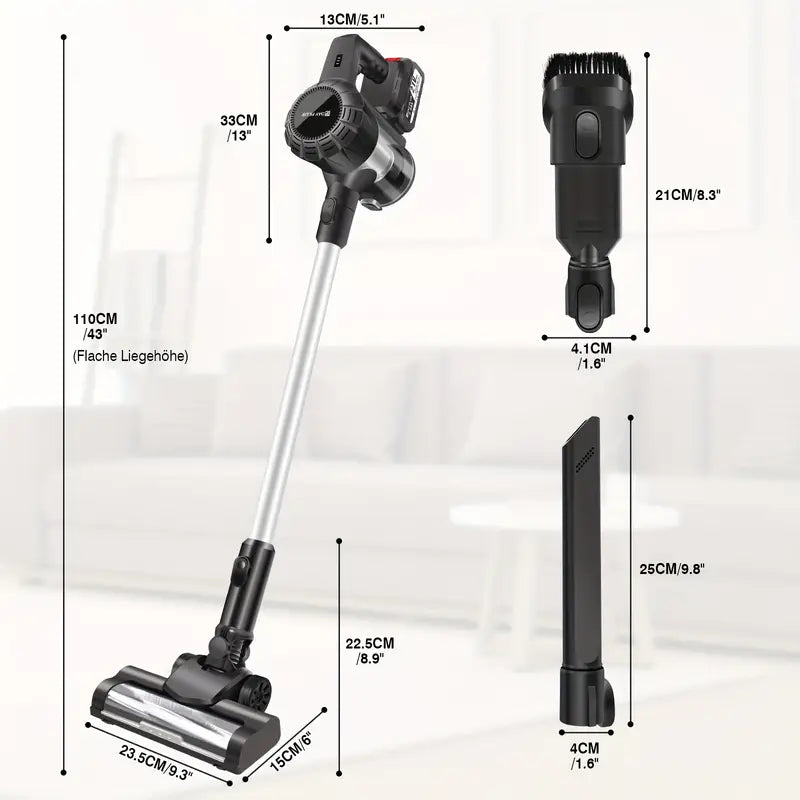 Aspirateur-aspirateur 6-en-1 sans balai avec moteur sans balai, brosse LED pour sol et plusieurs accessoires