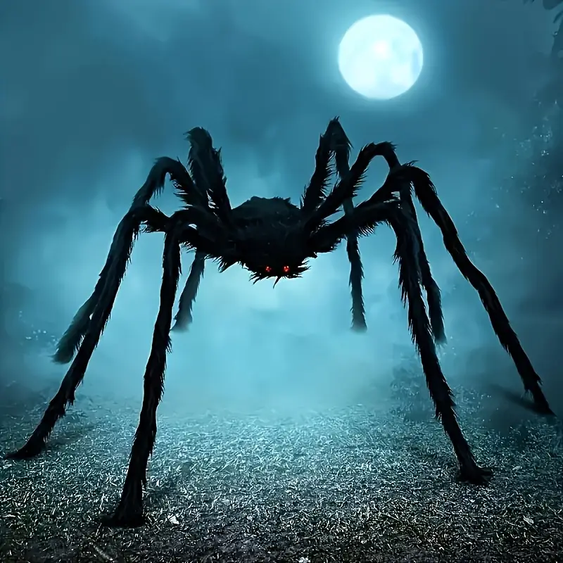DarkCrawl Araignée géante de 150 cm – Décoration d'Halloween noire pour maison et jardin