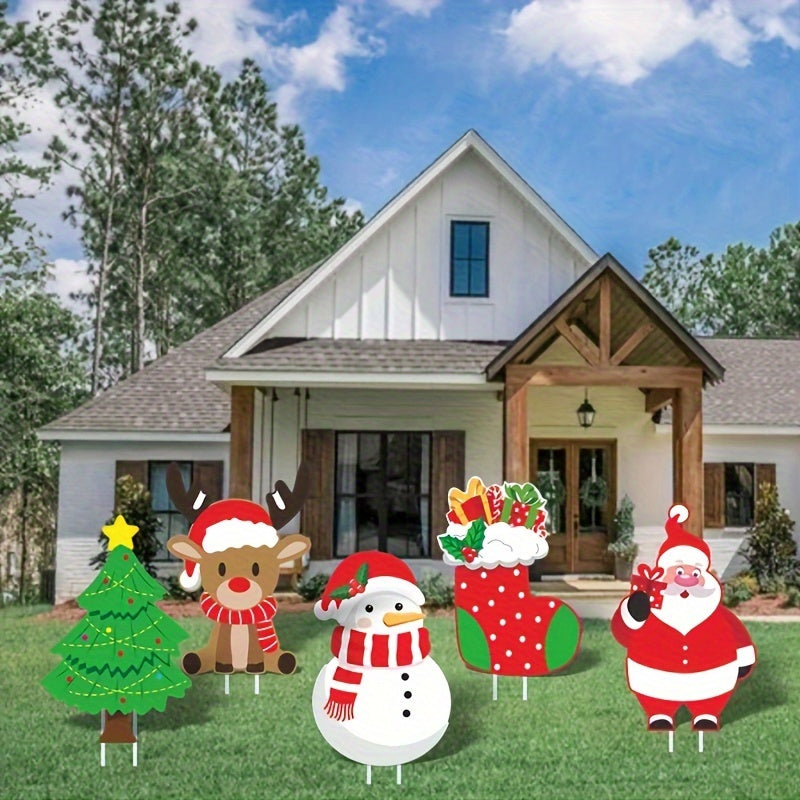Ensemble de décoration de jardin de Noël 5 pièces - Grands panneaux extérieurs