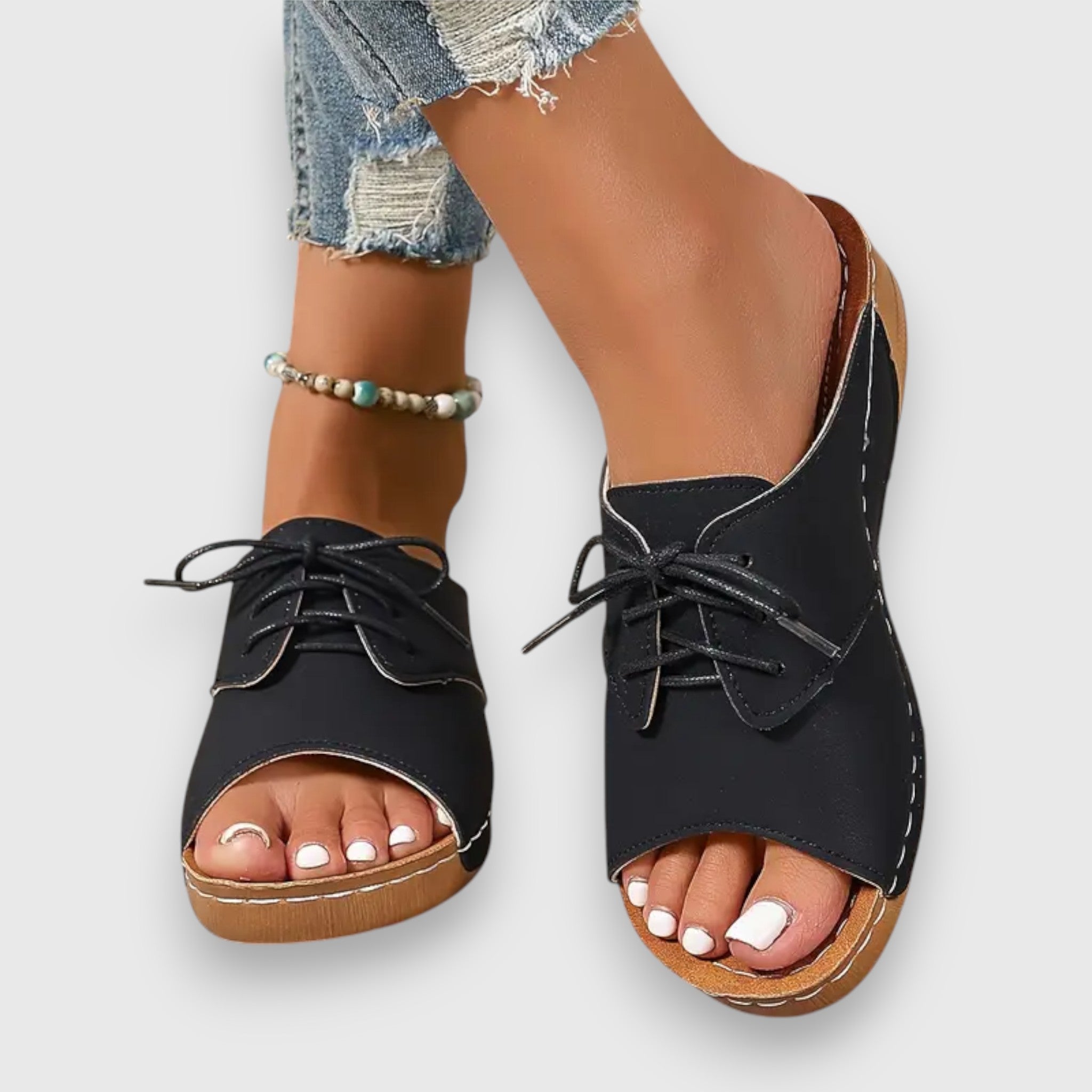 Marina - Sandales à talon ouvert Chikke avec lacets