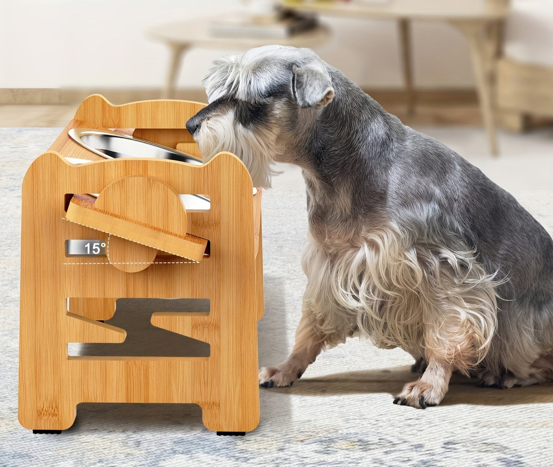 Support de nourriture pour chien surélevé anti-dérapant avec deux gamelles