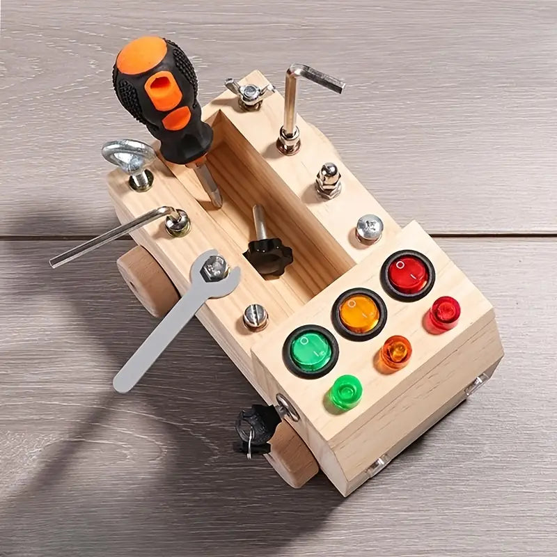 Table d'activités – Jouet Montessori interactif avec lumière LED et kit d'outils