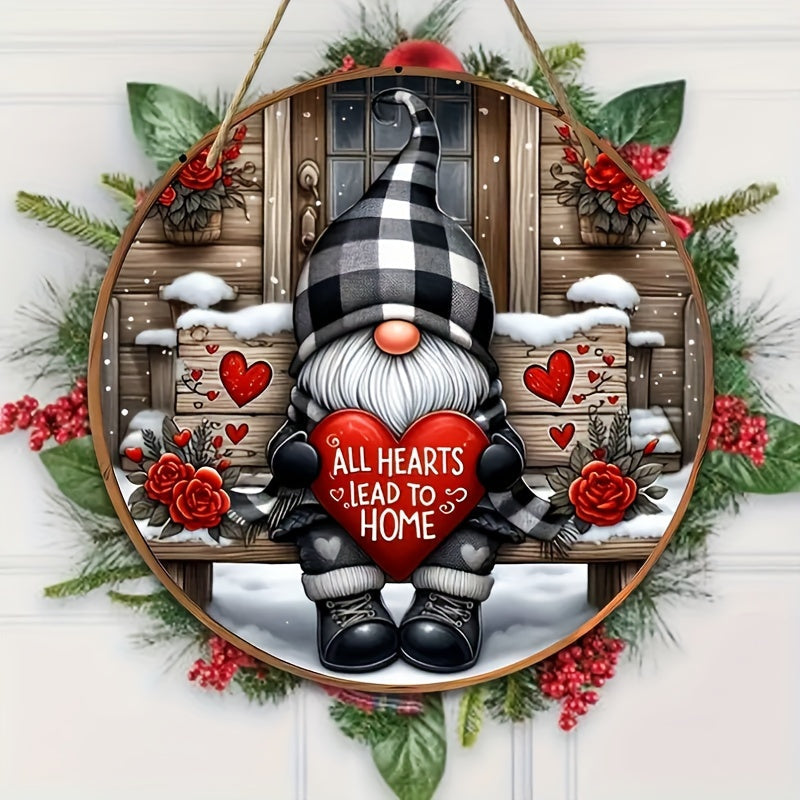 Panneau en bois de gnome de Noël à suspendre au mur