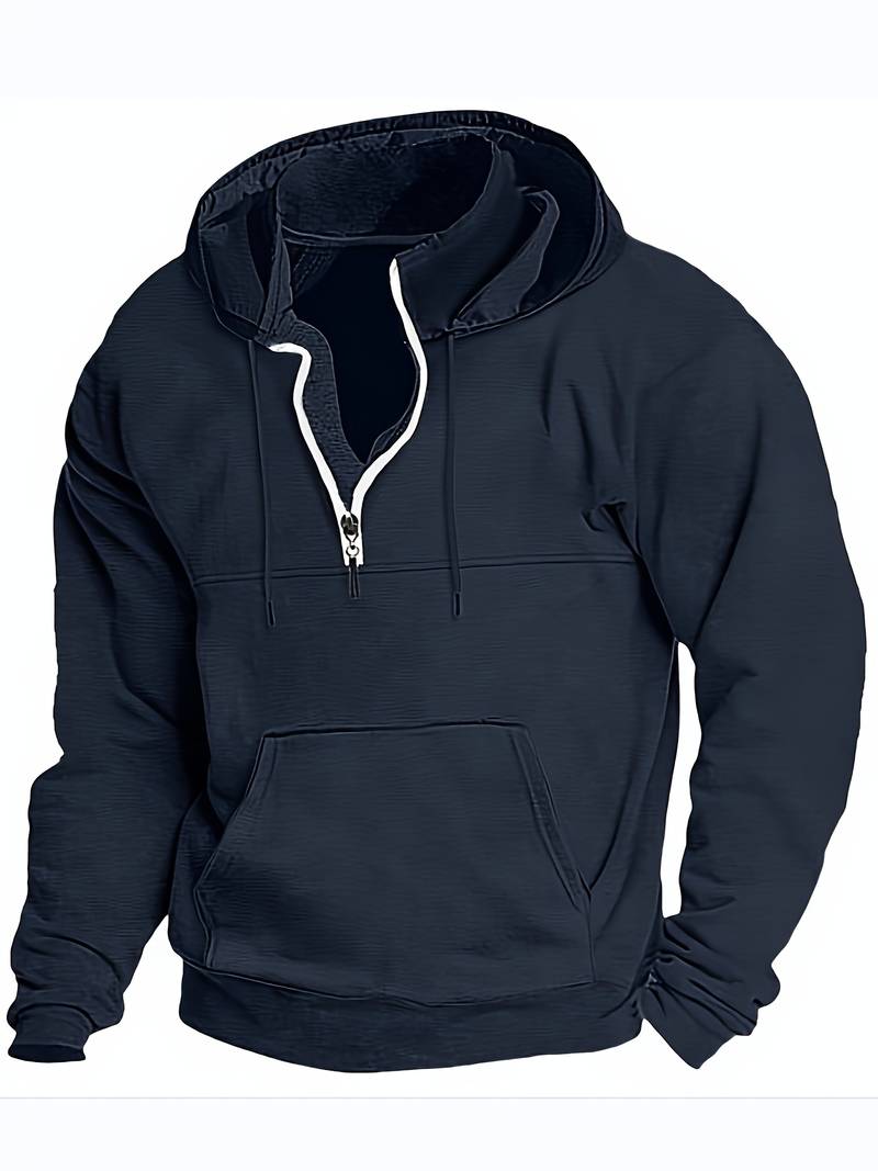 Hans - Sweat à capuche avec demi-zip et poches
