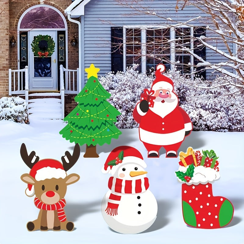 Ensemble de décoration de jardin de Noël 5 pièces - Grands panneaux extérieurs