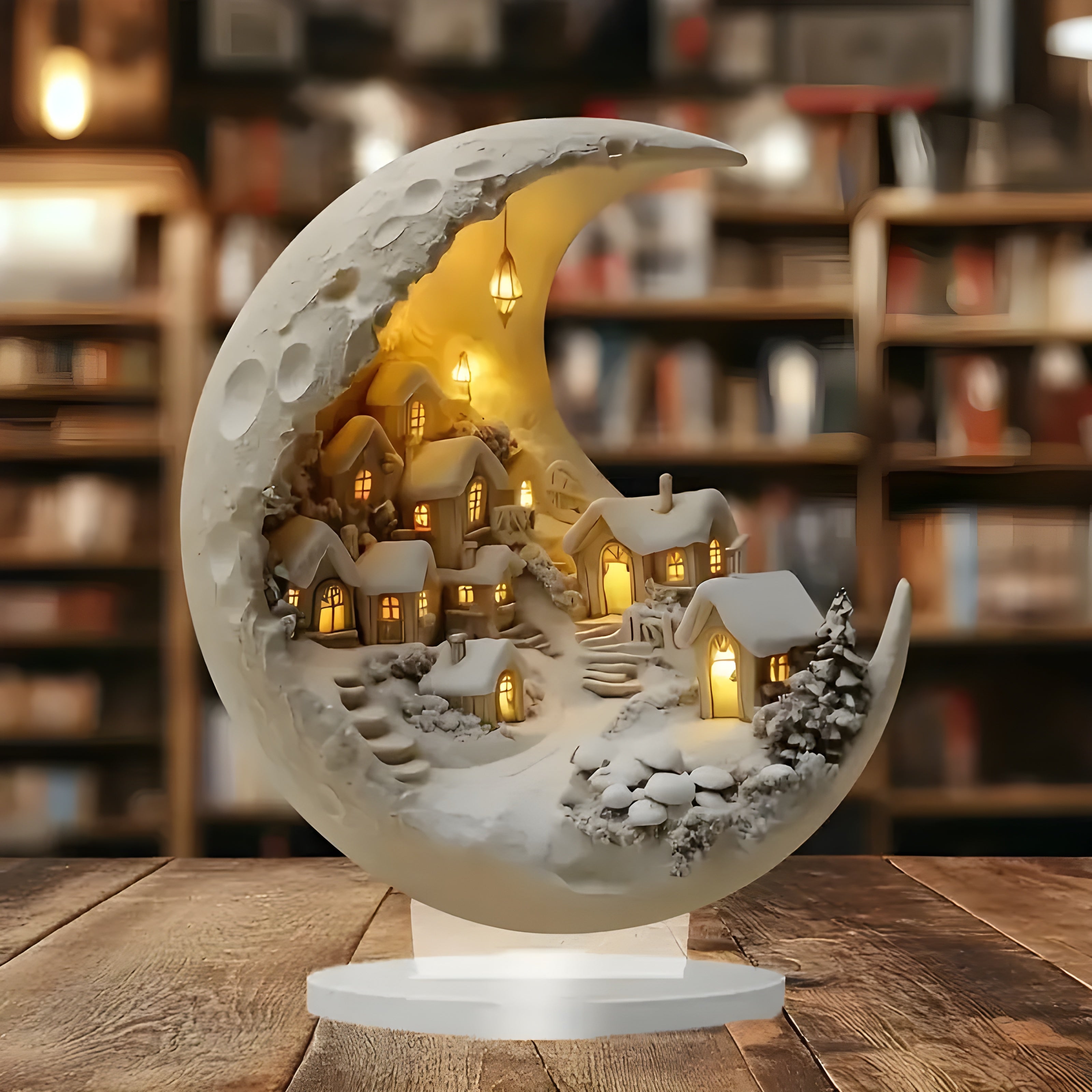 MoonlitHaven - Ville éclairée par la lune pour une décoration élégante
