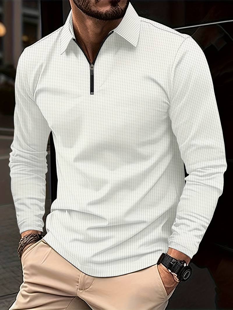 Luke | Veste décontractée à demi-zip en tissu gaufré