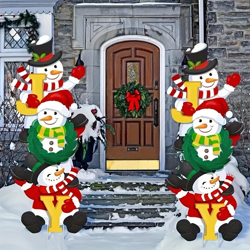Ensemble de 3 panneaux de jardin classiques de bonhommes de neige pour Noël