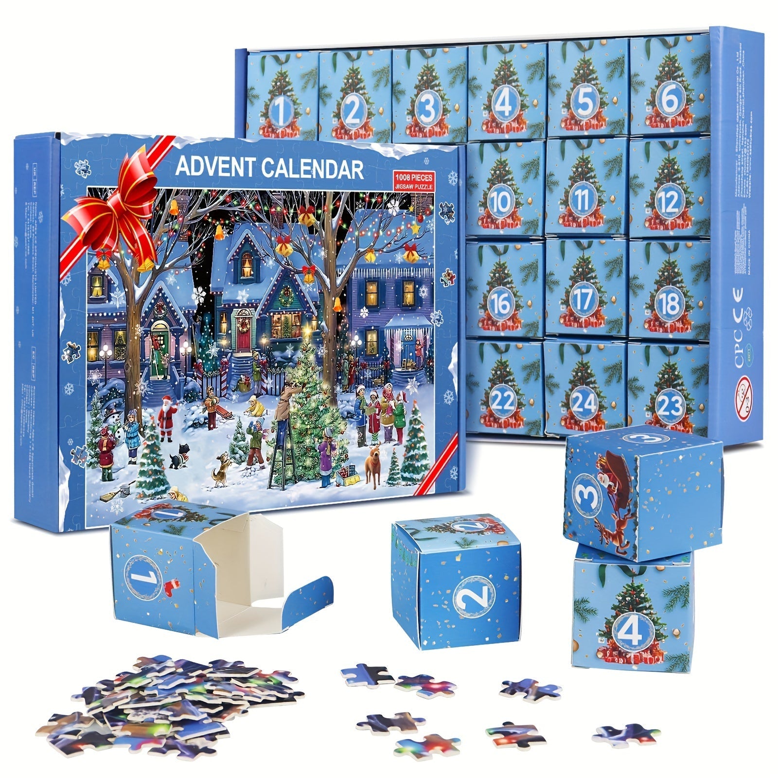 Calendrier de l'Avent Puzzle de Village de Noël Contemporain