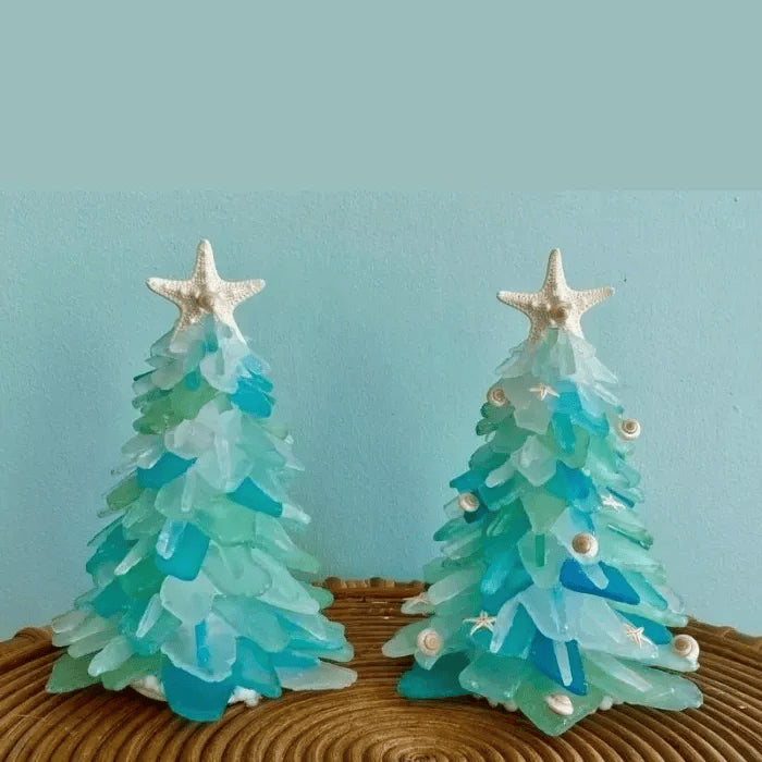 Sérénité Côtière : Arbre de Noël en Verre Artisanal Unique