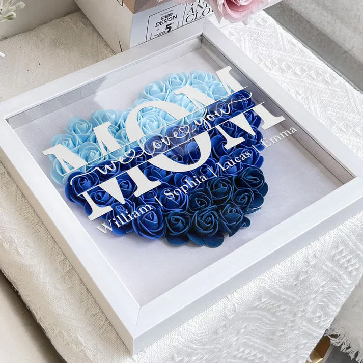 Cœur de fleurs personnalisé avec noms - Cadeau unique pour la fête des mères