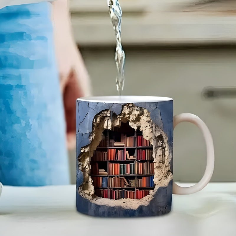 Mugs de bibliophile - Tasse 3D avec étagère à livres